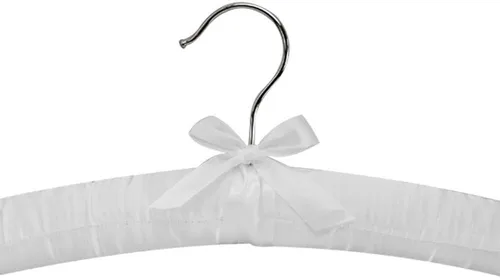 Vista 2 de 6 perchas acolchadas de satén liso blanco de 15 pulgadas de largo para vestido, lencería nupcial