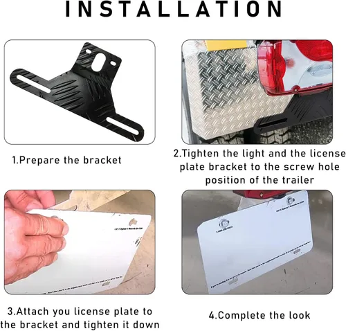 Vista 3 de Kewucn Soporte de luz de aluminio para matrícula de automóvil, soporte para placa de matrícula y montaje de luz, accesorios exteriores universales