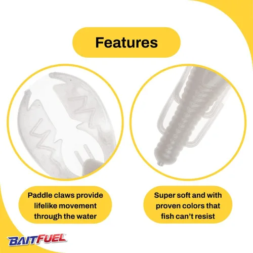 Vista 3 de BAITFUEL Paca Slim Infused with Supercharged X55 Formula Gel: Fish Scent Technology with Powerful Attractants 4-Inch, Pearl, 2-Pack
