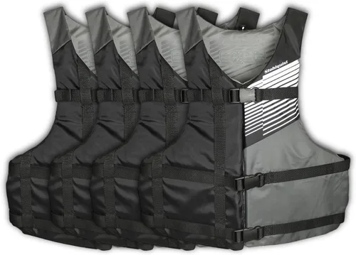 Stohlquist Universal Fit Adult Life Jacket PFD (4 Pack) Coast Guard Approved, for Men and Women 90+ lbs, Lightweight Neoprene and Adjustable, Ideal