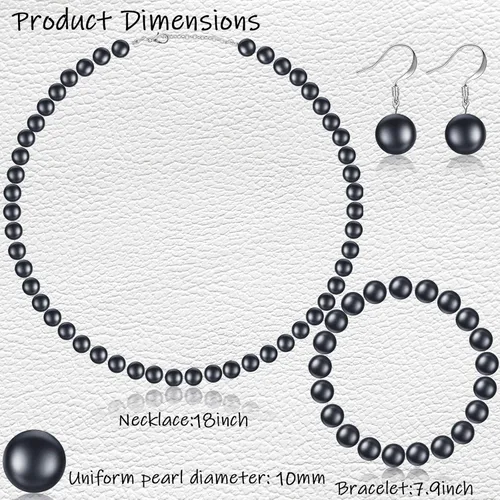 Vista 3 de Yaomiao Juego de joyas de perlas de imitación, collar de perlas de imitación, pulsera y aretes para mujeres y niñas