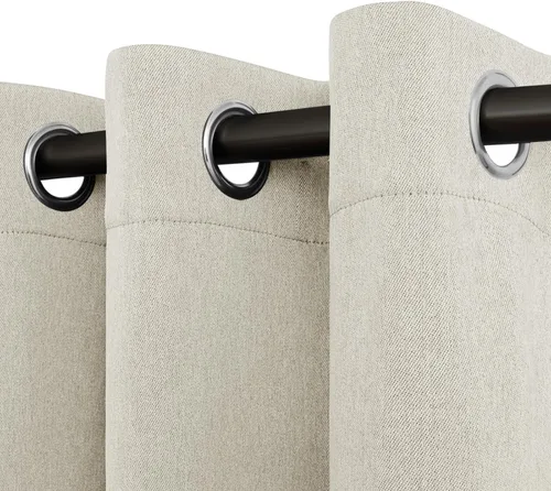 Vista 12 de Easy-Going - Cortinas opacas con aspecto de lino para oscurecer la habitación, con ojales para ventana, cortinas para dormitorio, sala de estar