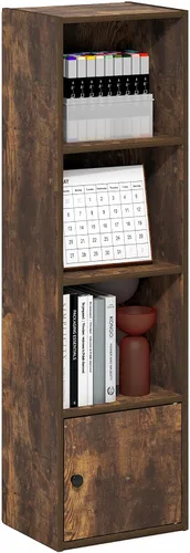 Vista 60 de Furinno - Estantería con 1 gabinete con puerta serie Luder, color blanco