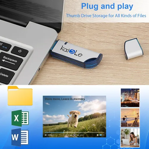 Vista 3 de Unidad flash USB de 64 GB, memoria flash USB externa de almacenamiento de memoria USB, unidad flash portátil con llavero, memoria USB 2.0 de 64 GB