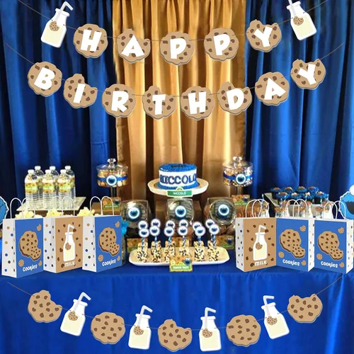 Vista 7 de Lsaepon Bolsas de regalo de fiesta de cumpleaños con leche, galletas y leche temáticas para fiesta de cumpleaños, baby shower, bolsas de dulces