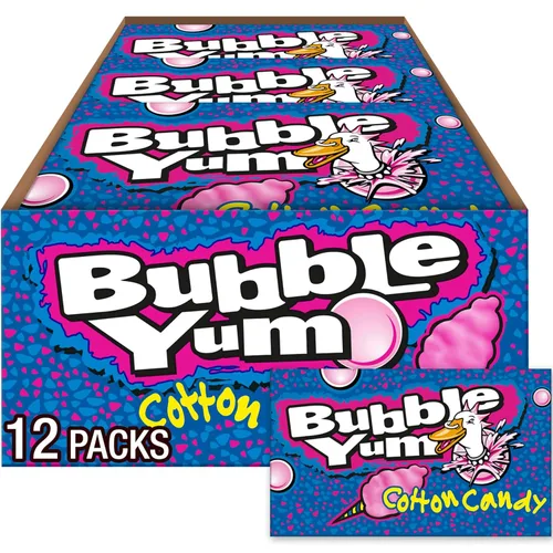 BUBBLE YUM Cotton Candy Chewy, paquetes de goma de mascar, 2.82 onzas (12 unidades, 10 piezas)