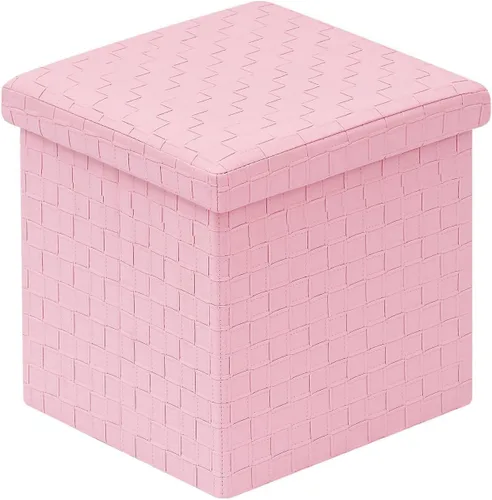 B FSOBEIIALEO Otomana de almacenamiento, asiento reposapiés de piel sintética, otomana con cubo de almacenamiento, caja de almacenamiento de 15 x 15