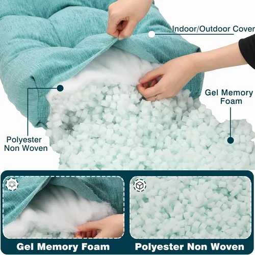 Vista 4 de Cojines de banco copetudos personalizados, cojín de banco de espuma viscoelástica antideslizante para muebles de interior, cojines de asiento