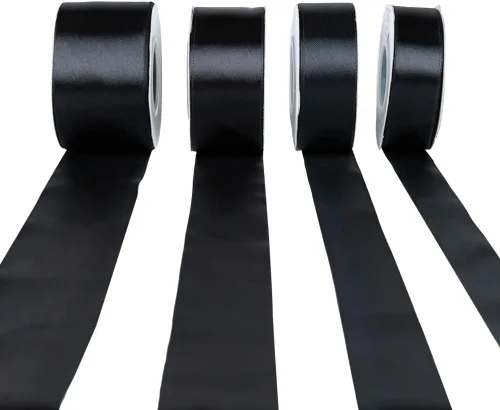 Vista 5 de Craft County - Cinta de satén de doble cara de 1 pulgada - Negro - 25 yardas (75 pies) - Ideal para proyectos de manualidades, envoltura, bodas