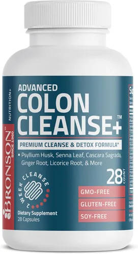 Vista 5 de Bronson Advanced Colon Cleanse - Fórmula prémium de limpieza y desintoxicación de 14 días con cáscara de psyllium, hoja de senna, cascara sagrada