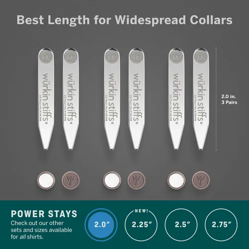 Vista 2 de Würkin Stiffs Power Stays - Estancias magnéticas para collar Estancias eléctricas con estuche de almacenamiento Collar de camisa de metal