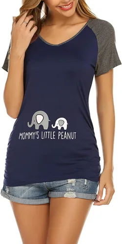 Vista 3 de Ekouaer - Camisa de maternidad para mujer con estampado divertido y manga corta diseño de raglán