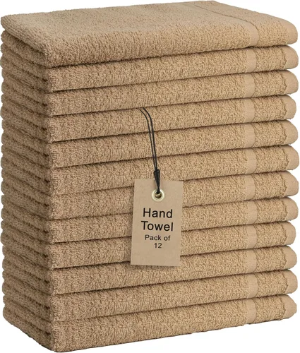 Vista 9 de Toallas de baño básicas medianas de 24 x 48 pulgadas, paquete de 6, color beige, suaves y absorbentes, toallas de algodón multiusos para baño, spa