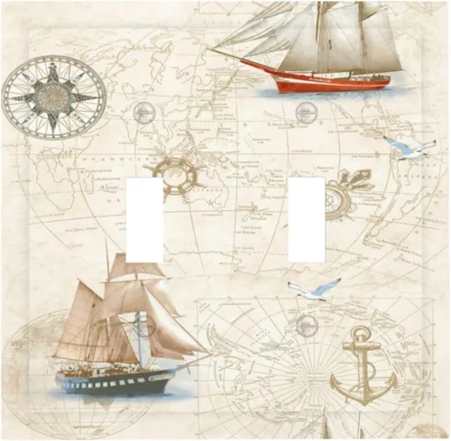 Vista 16 de Cubierta Decorativa para Interruptor de Luz Anclajes Tablón Faros Aves Marinas 2 Gang Cubiertas de Tomacorriente 1 Toggle 1 Dúplex Placa de Pared