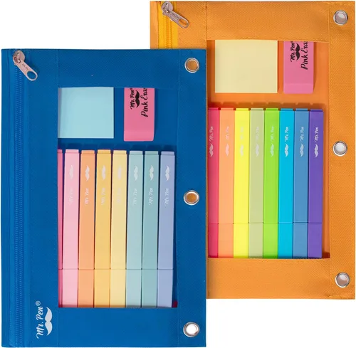 Vista 27 de Mr. Pen - Estuche para lápices de 2 piezas - Estuche con cremallera para lápices para carpeta de 3 anillas
