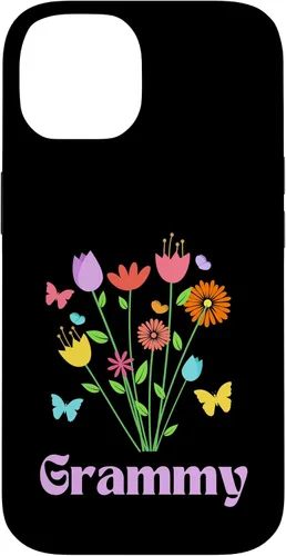 Vista 4 de iPhone 12/12 Pro Grammy Grandma Spring Flowers Pretty Tulips Butterfly Pink Case