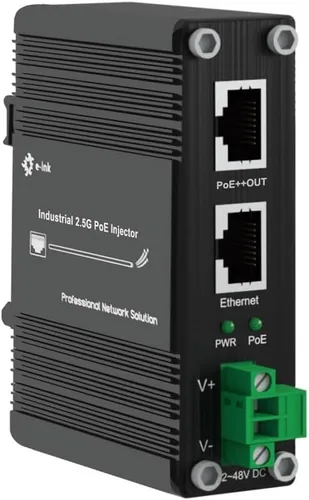 Vista 10 de E-link Inyector industrial endurecido 2.5G PoE+, adaptador PoE+ de entrada de 12 ~ 48 V, salida IEEE802.3af/at 30W hasta 328ft, instalación