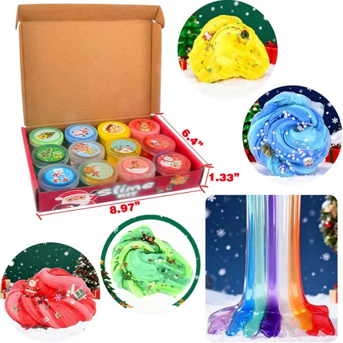Vista 2 de Slime de Navidad, Kit de Slime de Cristal Galaxia Mantequilla - Rellenos para Calcetines de Navidad, Elástico, Suave y Perfumado - Ideal