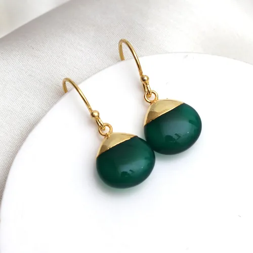 Vista 7 de Gempires - Pendiente de gancho de pera natural, pendiente de meditación, joyería hecha a mano, regalo para ella