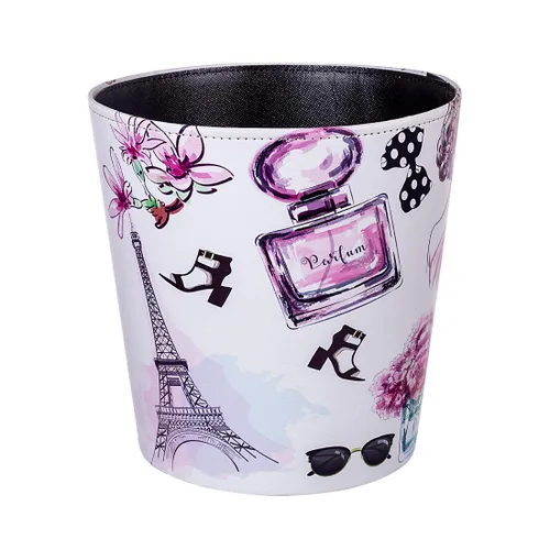 Vista 20 de Cubo de basura de cuero, cesta decorativa de desechos, pequeña cesta de papel de desecho de capacidad de 10 litros, bote de basura impermeable