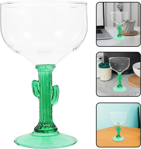Vista 4 de Hemoton 2 vasos de cactus y margarita de 4 onzas, copas de cóctel para fiestas de verano, playa, luau, mexicano, Cinco de Mayo, vasos