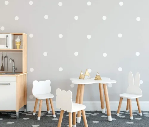 Vista 6 de Calcomanías de pared multicolor y mate, puntos de vinilo de 2 pulgadas, paquete de 100 calcomanías de pared para despegar y pegar (azul bebé)