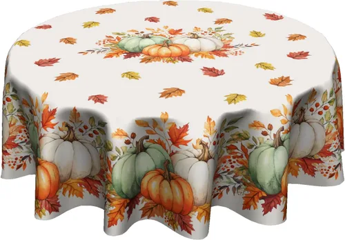 Vista 20 de Giwawa Mantel redondo de bola de Navidad de 60 pulgadas, impermeable, cubierta de mesa para el hogar, restaurante, cocina, picnic, decoración