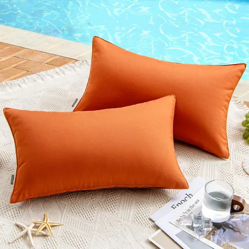 Vista 43 de MIULEE - Paquete de 2 fundas de cojín decorativas, impermeables; para usar en exteriores, jardín, patio, tienda de campaña, sofá, decoraciones