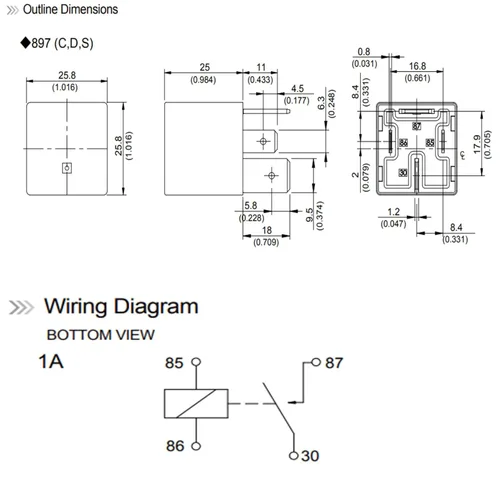 Vista 7 de 897H-1AH-D-R1 U02 13742705 12VDC 70A 13306943 4Pins Plug in SPNO Relé de potencia automotriz
