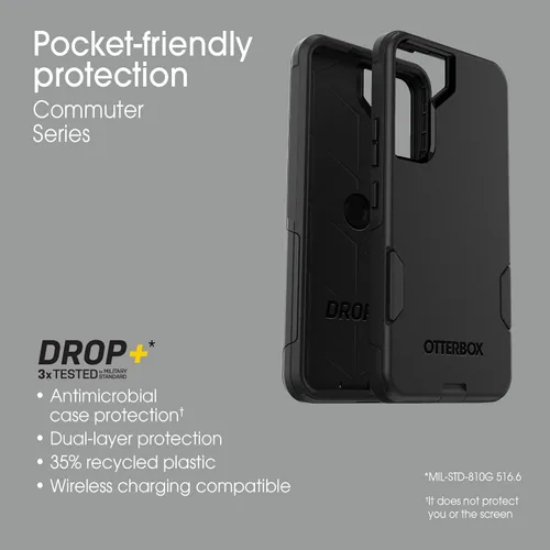 Vista 5 de OtterBox Funda para Galaxy S22 Commuter Series, negra, delgada y resistente, apta para bolsillo, con protección de puerto