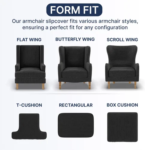Vista 5 de PAULATO BY GA.I.CO. Wingback Funda para silla – Fundas para sillas de respaldo alto – Funda para sillón – Protector de muebles elástico de ajuste