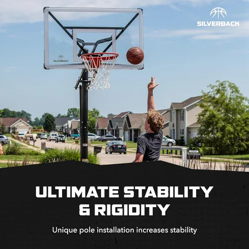 Vista 3 de Silverback NXT - Aros de baloncesto enterrados de 54 pulgadas y NXT de 60 pulgadas con tablero de baloncesto de altura ajustable y diseño QuickPlay