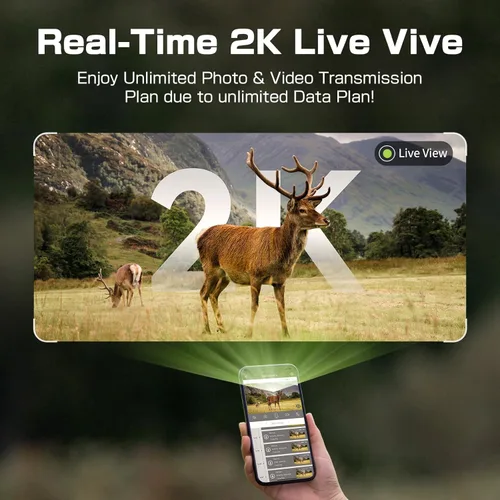 Vista 3 de TKENPRO Cámara de rastreo ilimitado Plan de datos 2K Video en vivo Cámara de rastro celular Cámara de juego con tarjeta SIM 4G, cámaras de rastro