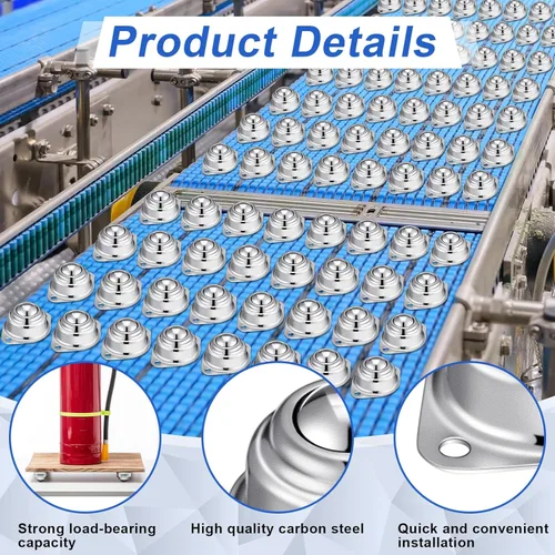 Vista 3 de Gisafai 60 unidades de rodillos de transferencia de bolas de acero al carbono, unidad de transferencia de bolas redondas, ruedas universales