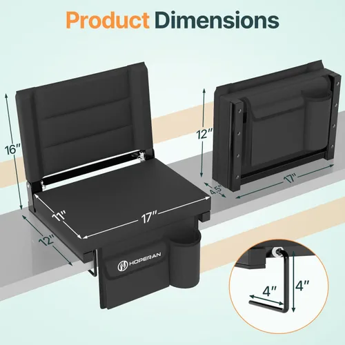 Vista 3 de HOPERAN Asientos de estadio con respaldo – Silla de grada con respaldo y cojín, asiento acolchado para gradas incluye correa para el hombro, silla