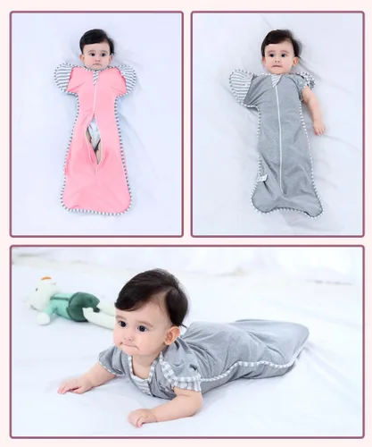 Vista 6 de Bycc Bynn Paquete de 2 sacos de dormir con manga alta, transición a saco de dormir portátil sin brazos para bebé pacify