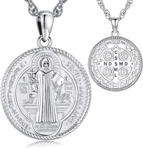 Vista 41 de Collar de San Patrono de Plata de Ley 925 St 01-Virgen María-Oro