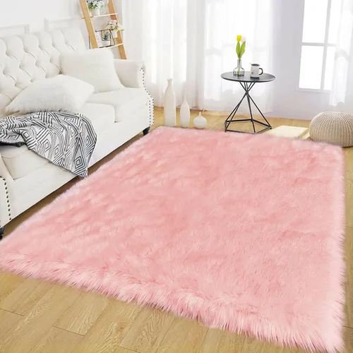 Vista 38 de Latepis - Alfombra rectangular de piel sintética tipo lana de oveja suave y esponjosa de estilo bohemio para sala de estar, dormitorio y residencias