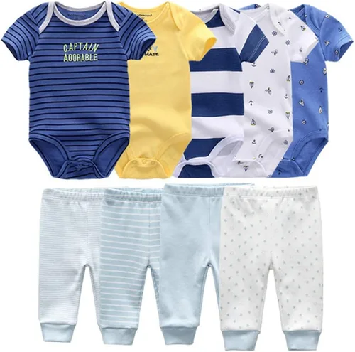 Conjunto de canastilla para bebé, 9 piezas, conjunto de mamelucos y pantalones, conjunto de regalo unisex para bebé