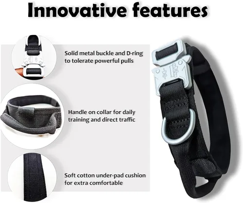 Vista 2 de Collar táctico para perro [collar de perro de caza K9 impermeable de calidad militar K9], collar táctico resistente para perro con hebilla de metal
