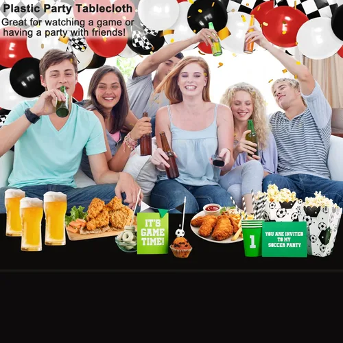 Vista 5 de WNINK Paquete de 6 manteles desechables negros de 54 x 108 pulgadas, para barbacoa, cumpleaños, picnic, despedida de soltera, compromiso, boda
