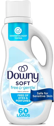 Suavizante líquido para telas Downy Free & Gentle, 44 fl oz, 60 cargas, hipoalergénico, acondicionador de tela líquido apto para pieles sensibles