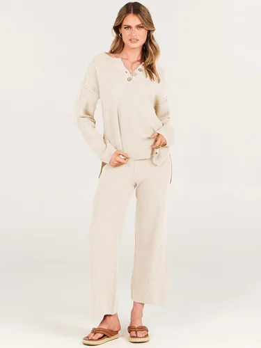 Vista 2 de ANRABESS Conjunto de 2 piezas para mujer, conjunto de suéter holgado holgado de punto de gran tamaño, conjunto de ropa de descanso a juego de moda