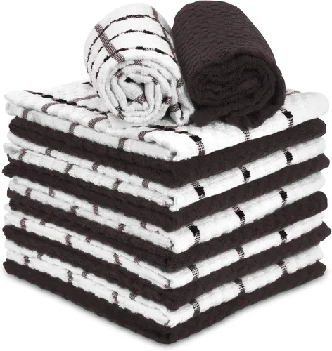 Vista 8 de Paños de cocina de rizo de algodón, paquete de 12 paños de limpieza suaves y absorbentes, paños de cocina pequeños de 12 x 12 pulgadas (rojo)