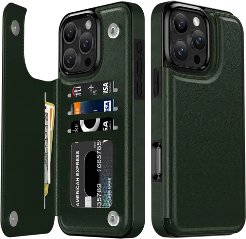 Vista 1305 de LETO para iPhone 15 Pro Funda tipo cartera - Tapa tipo folio con patada - Diseños de moda - Tarjetero - Funda protectora para mujeres y niñas - 6.1