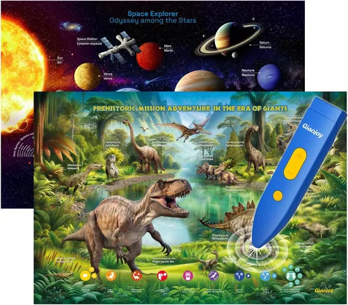 Póster interactivo bilingüe para niños, dinosaurio que habla del espacio para niños, juguetes educativos y de aprendizaje, juguete educativo