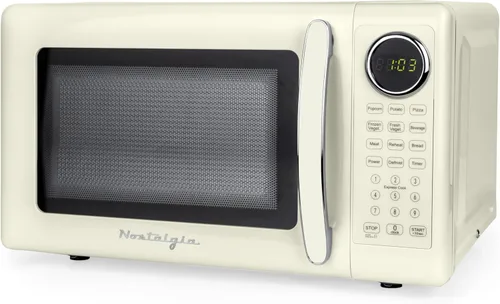 Vista 8 de Nostalgia Horno microondas retro de 1000 W de capacidad de 1.1 pies cúbicos - Bloqueo de seguridad para niños, 8 ajustes de cocción automática