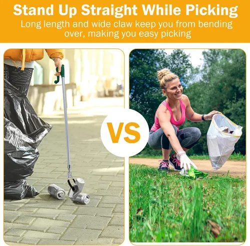 Vista 6 de Tatuo 4 piezas de herramienta de agarre de 39 pulgadas con mandíbula giratoria, herramienta de recogida de agarrador de alcance, herramienta