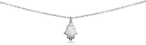 B. BRILLIANT Hamsa Necklace for Women Men Girls Boys, Layered Necklace, Short Minimalist Dainty Choker Charm Chain Necklace Sterling Silver, Gold,