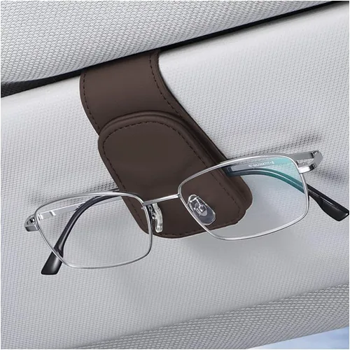 Vista 23 de zipelo Soporte para gafas de sol para visera solar de automóvil, 2 piezas de gancho magnético de cuero para gafas, clip de montaje para gafas de sol